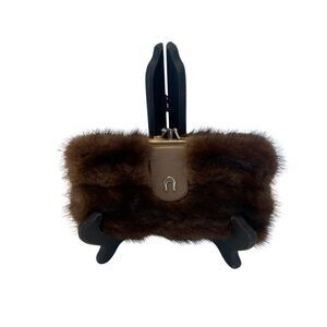 VTG Gilmore Genuine Mink Fur Women's Clutch, Wallet Cowhide Leather